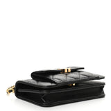 Caviar Quilted Pocket Twins Clutch With Chain Black