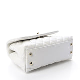 Caviar Quilted Small Coco Handle Flap White