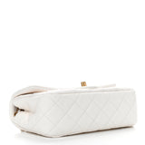 Lambskin Quilted Mini CC Pearl Crush Rectangular Flap White