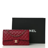 Lambskin Quilted Medium Double Flap Burgundy