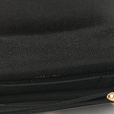 Caviar Quilted Pocket Twins Clutch With Chain Black