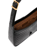 Calfskin Crocodile Embossed Le 5 à 7 Hobo Black