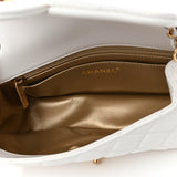 Lambskin Quilted Mini CC Pearl Crush Rectangular Flap White