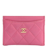 Caviar Quilted Card Holder Pink