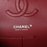 Caviar Quilted Medium Double Flap Burgundy Red