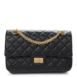 Aged Calfskin Quilted 2.55 Reissue Flap Black