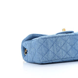 Denim Quilted CC Pearl Crush Mini Rectangular Flap Blue