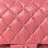 Caviar Quilted Medium Double Flap Pink