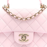 Lambskin Mini Top Handle Rectangular Flap Light Pink