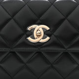 Lambskin Quilted Small Trendy CC Dual Handle Flap Bag Black