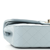 Caviar Quilted Medium Double Flap Light Blue