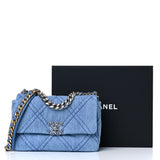 Denim Quilted Medium Chanel 19 Flap Blue