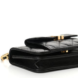 Caviar Quilted Pocket Twins Clutch With Chain Black