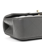 Lambskin Quilted Mini Top Handle Rectangular Flap Grey