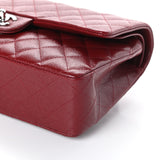 Caviar Quilted Medium Double Flap Burgundy Red