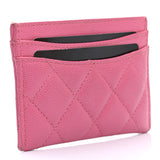 Caviar Quilted Card Holder Pink