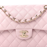 Caviar Quilted Small Double Flap Light Pink