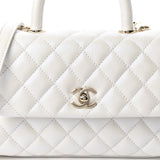 Caviar Quilted Small Coco Handle Flap White