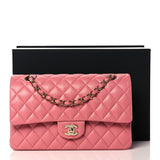 Caviar Quilted Medium Double Flap Pink