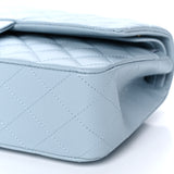 Caviar Quilted Medium Double Flap Light Blue