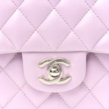 Lambskin Quilted Small Flap Iridescent Pink