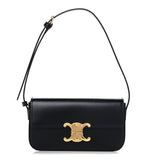 Shiny Calfskin Triomphe Shoulder Bag Black