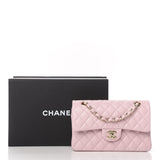 Caviar Quilted Small Double Flap Light Pink