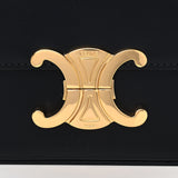 Shiny Calfskin Triomphe Shoulder Bag Black