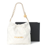 Shiny Calfskin Quilted Medium Chanel 22 White