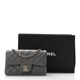 Lambskin Quilted Mini Rectangular Flap Dark Grey