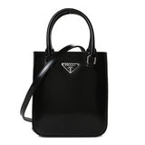 Small Brushed Leather Tote Bag Black