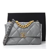 Lambskin Quilted Large Chanel 19 Flap Grey