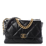 Lambskin Quilted Maxi 19 Flap Bag Black