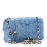 Denim Quilted CC Pearl Crush Mini Rectangular Flap Blue