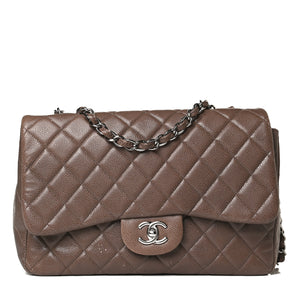 Caviar Quilted Jumbo Single Flap Brown