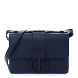 Ultra Matte Grained Calfskin 30 Montaigne Flap Bag Navy