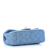 Denim Quilted CC Pearl Crush Mini Rectangular Flap Blue