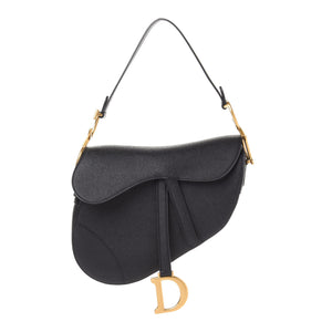 Grained Calfskin Saddle Bag Black